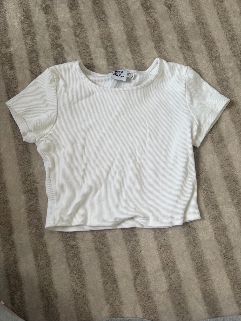 Princess Polly White Ribbed Short Sleeve Crop Tee